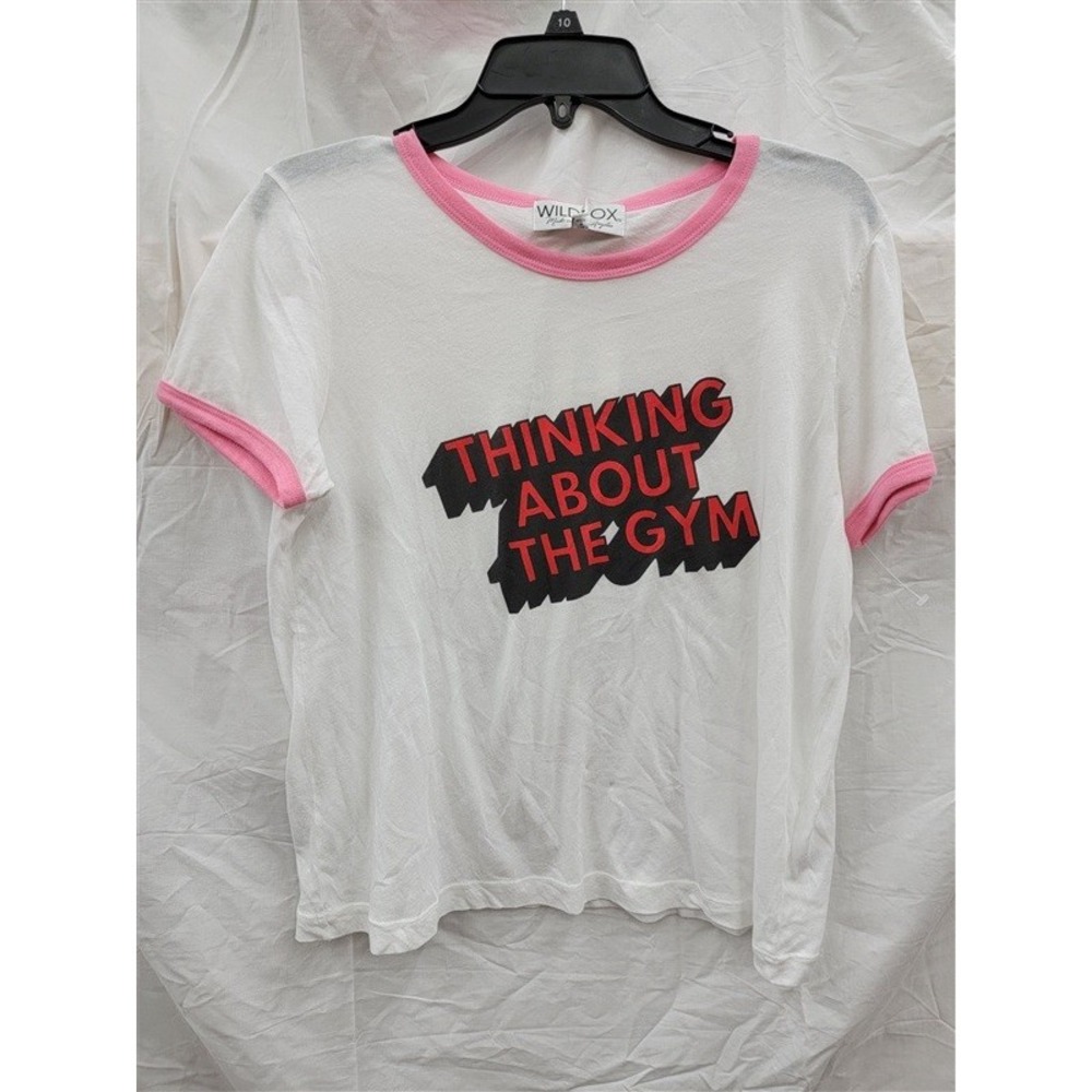 NWT Wildfox L Thinking About the Gym Ringer T Shirt 123666